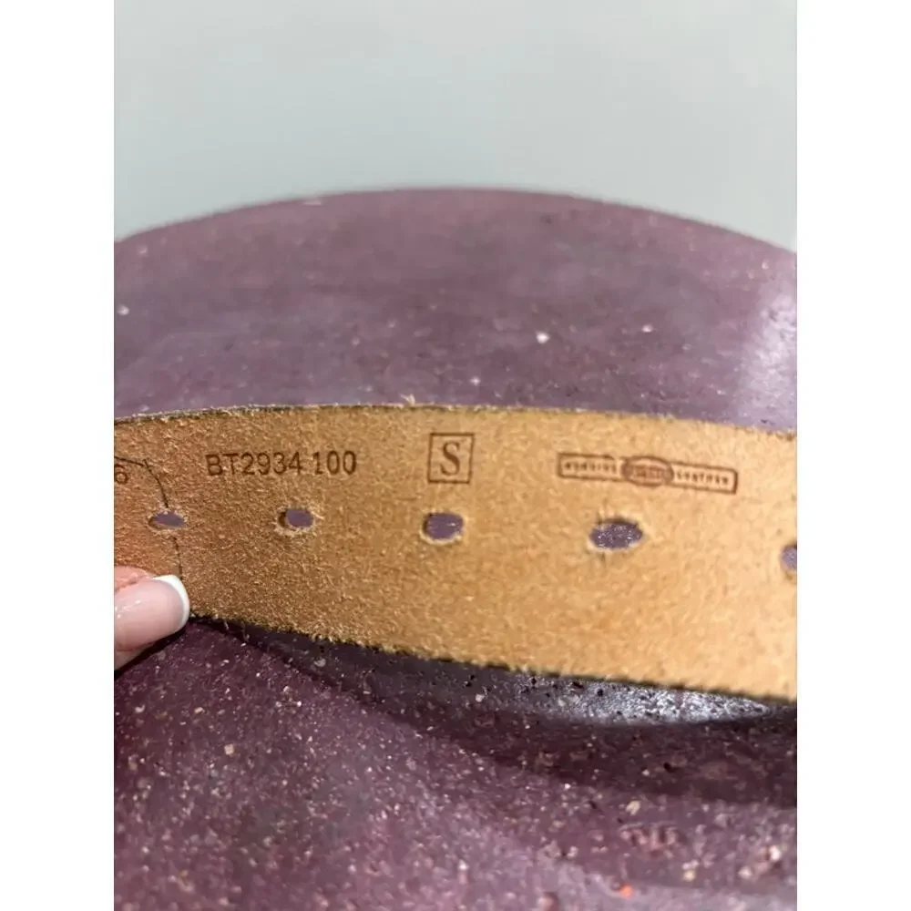 Fossil Patchwork Tooled Leather Belt Floral Embellished